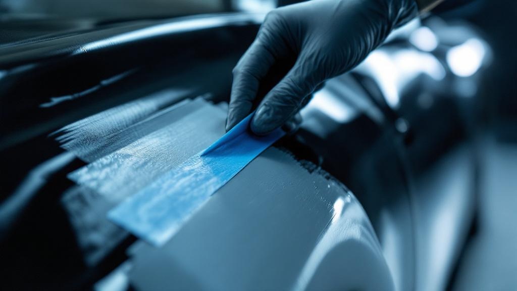 Vorbereitung an einem Karosseriebauteil — präzises Abkleben des Schadensbereichs